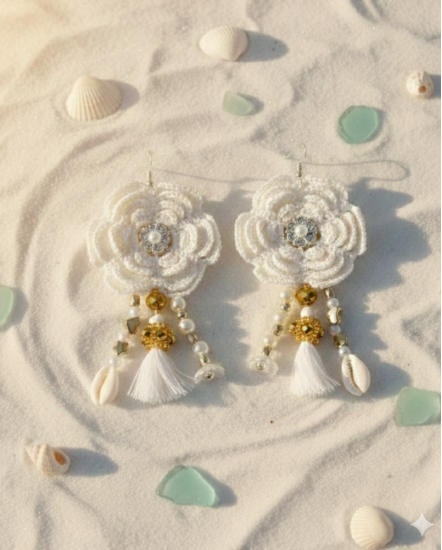 Dizajnové náušnice "Karibský biely piesok"